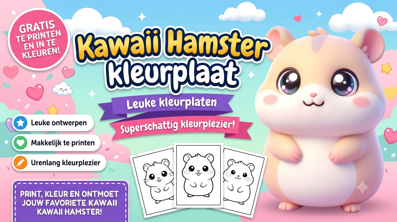 Kawaii Hamster kleurplaat
