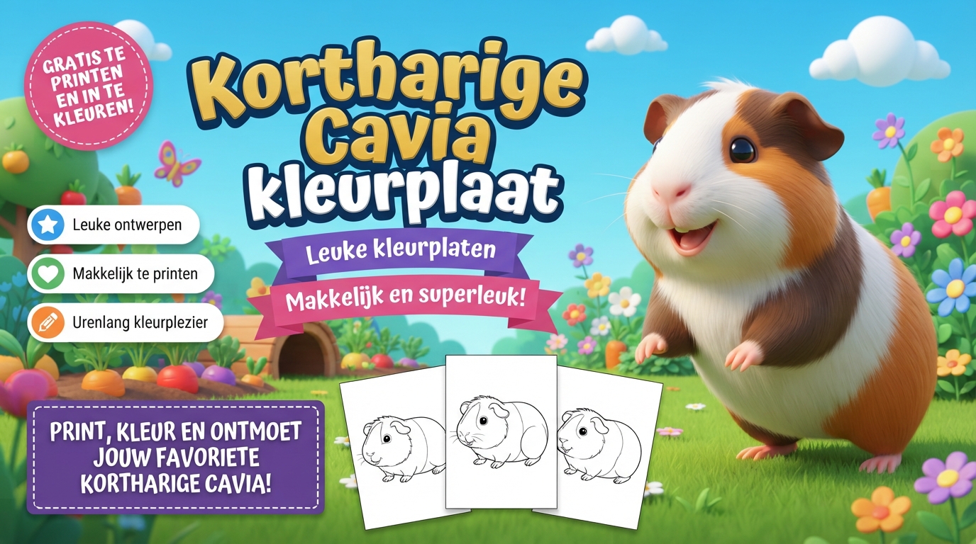 Kortharige Cavia kleurplaat