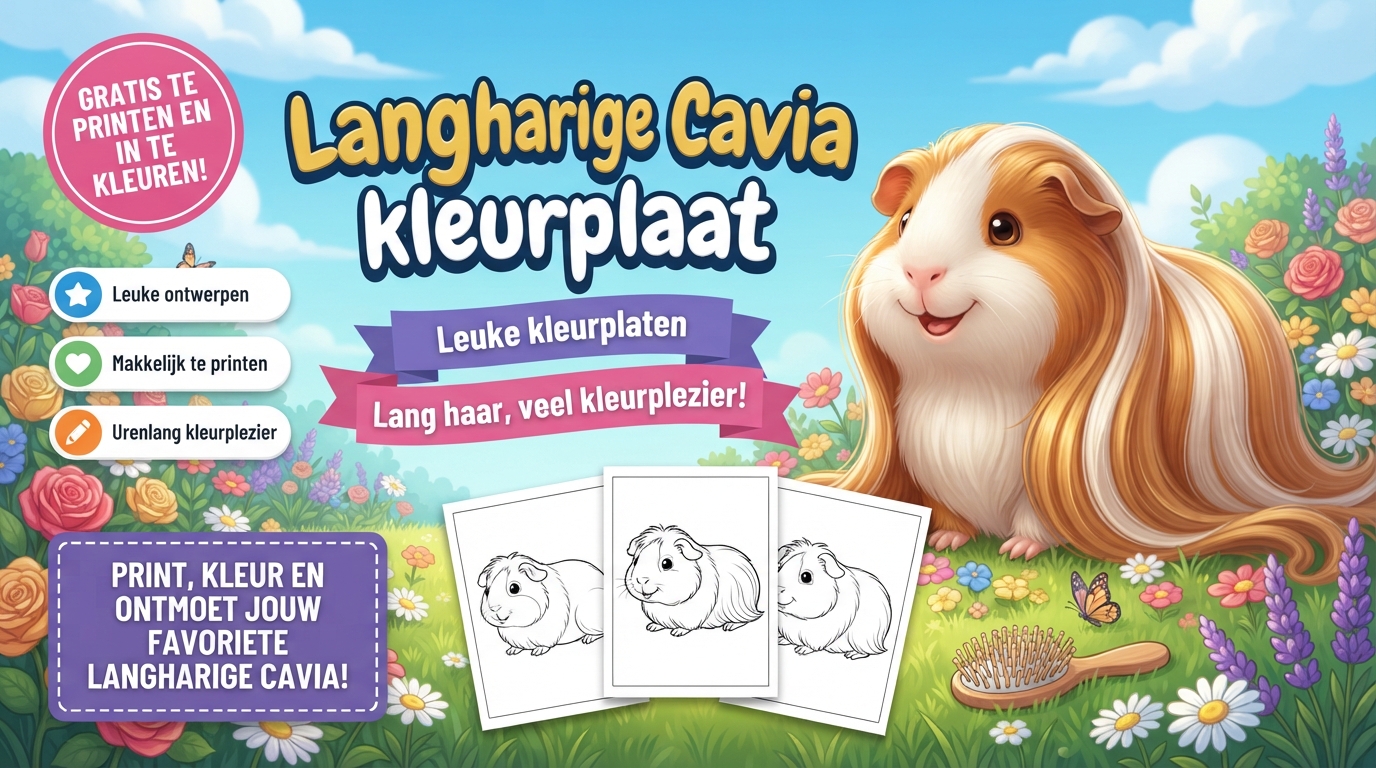 Langharige Cavia kleurplaat