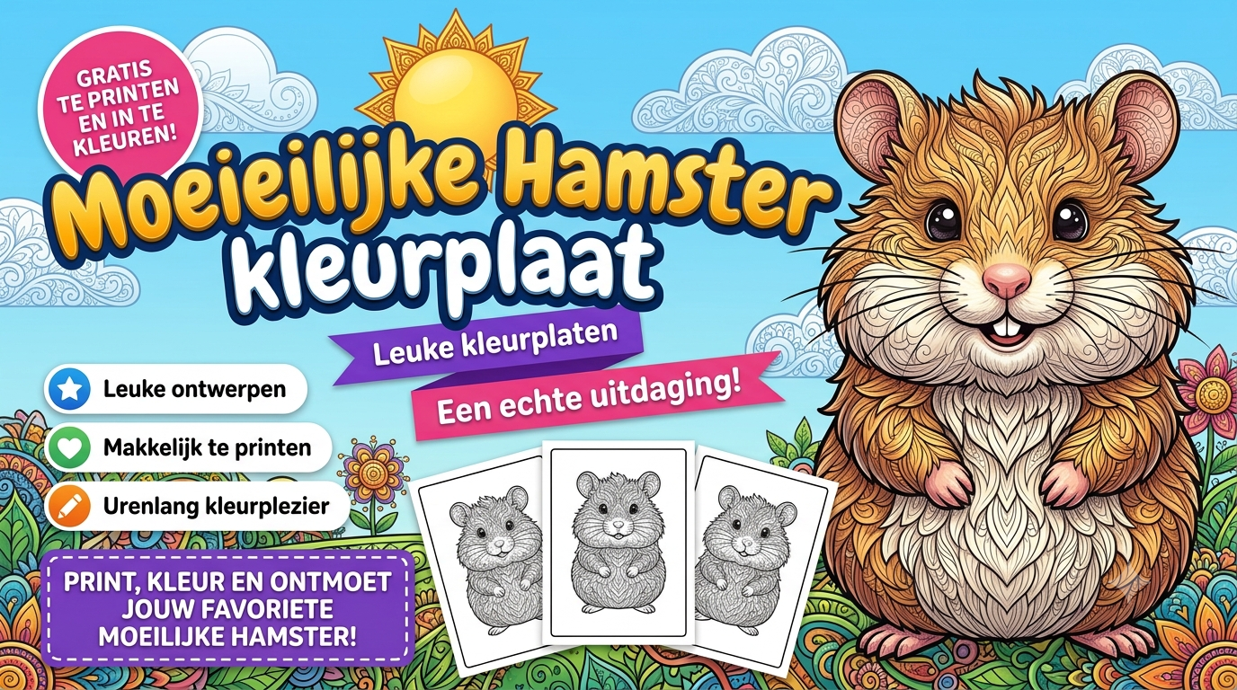 Moeilijke Hamster kleurplaat