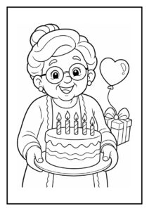 Oma krijgt een slinger van hartjes en ballonnen