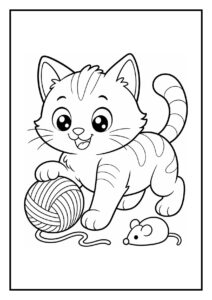 Kleurplaat van een schattige vrolijke kitten die zich droog schudt na het bad