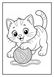 Kleurplaat van een schattige kitten die melk likt uit een schaaltje