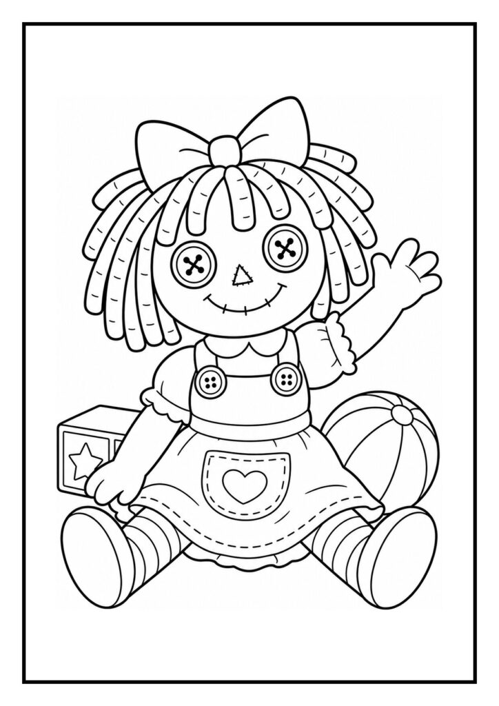 Kleurplaat van een ragdoll kat die vrolijk op zijn rug ligt en met een bolletje wol speelt