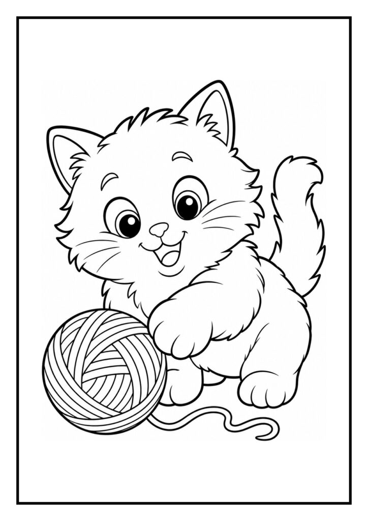 Kleurplaat van een ragdoll kat die half onder een deken verstopt zit en speels gluurt.