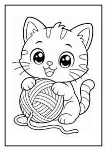 Kleurplaat van een schattige kawaii kat die vrolijk een ijsje eet