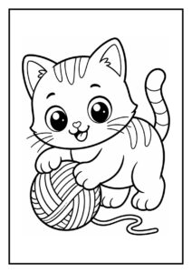 Kleurplaat van een schattige kat die slaapt in een maantje