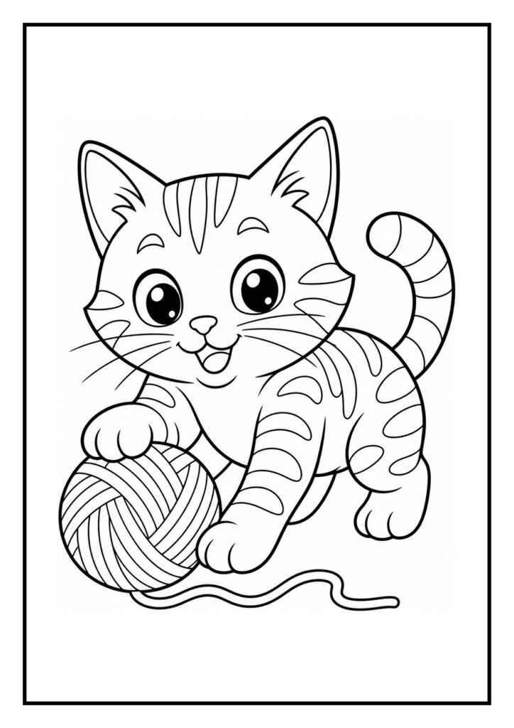 Kleurplaat van een Bengaalse kat die op een boomstam balanceert