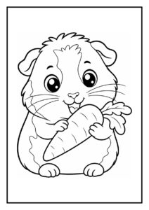 Schattige kleurplaat van een cavia die in een klein badje zit, speciaal voor jonge kinderen.