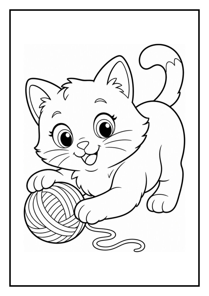 Kleurplaat van een speelse kat die jaagt op een lichtvlek op de vloer