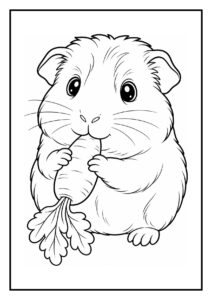 Kleurplaat van een schattige cavia die zijn kop uit een huisje steekt