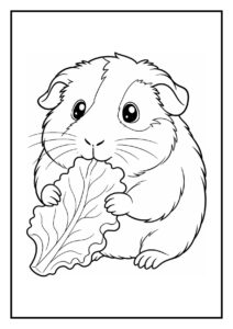 Kleurplaat van een schattige cavia die zijn pootjes wast, geschikt voor kinderen.