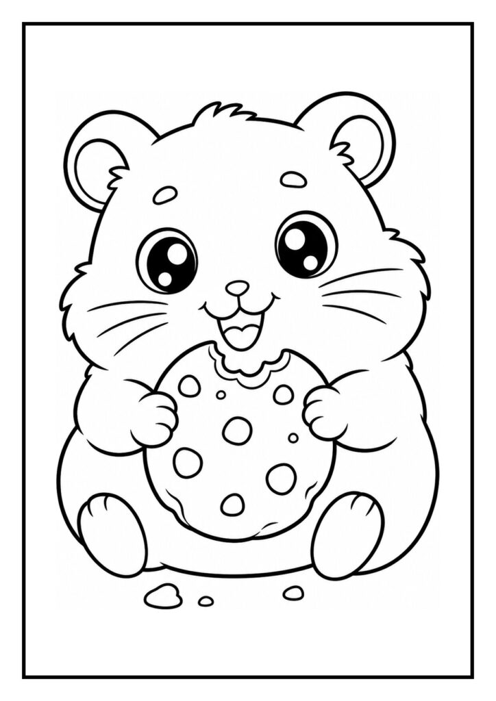 Kleurplaat van een schattige hamster die verdwaalt in een erwtenschil