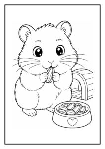 Kleurplaat van een Roborovski hamster die door een buis tunnel ontsnapt