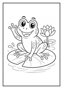 Een schildpad die door een kleine modderplas ploegt in een eenvoudige kleurplaat voor kinderen.
