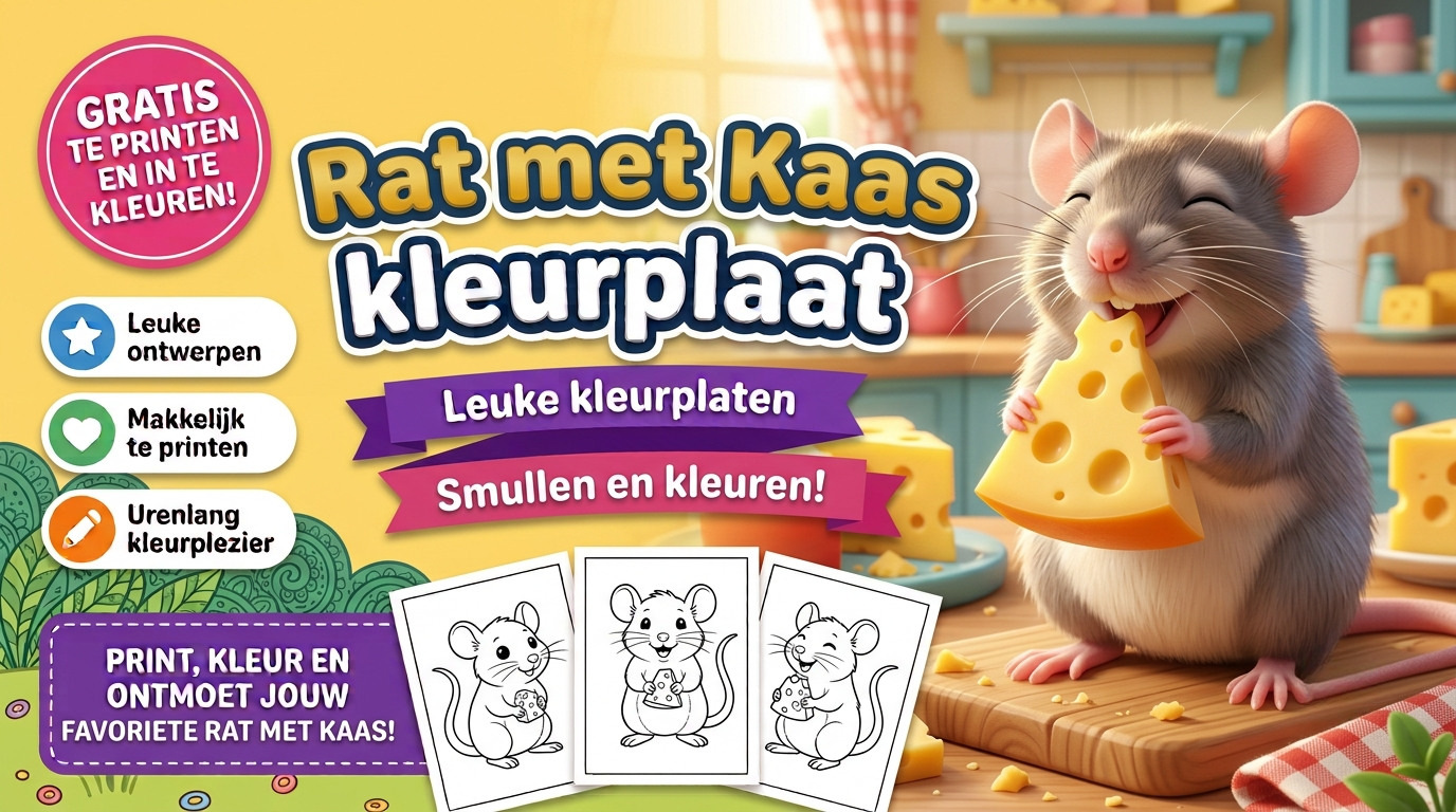 Rat met Kaas kleurplaat
