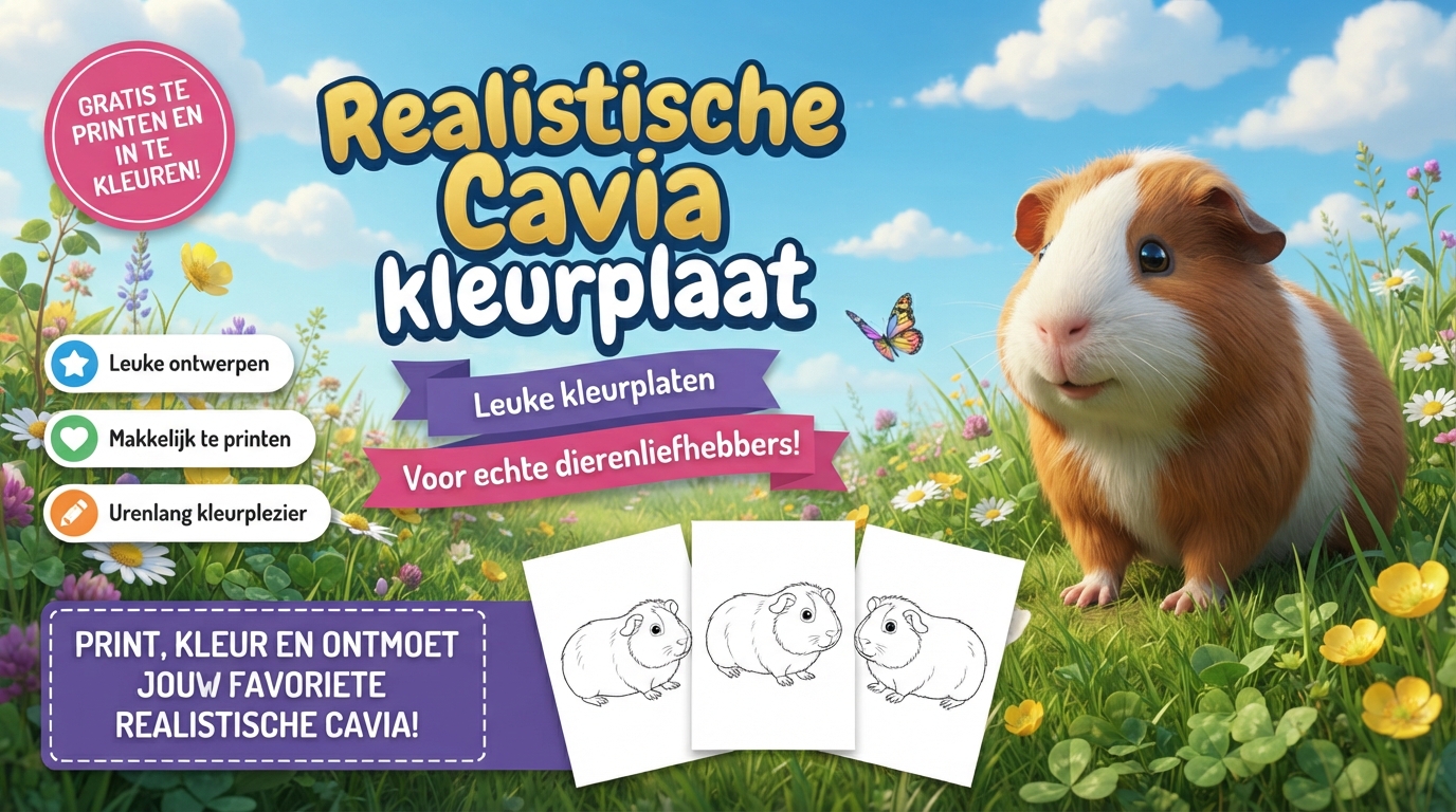 Realistische Cavia kleurplaat