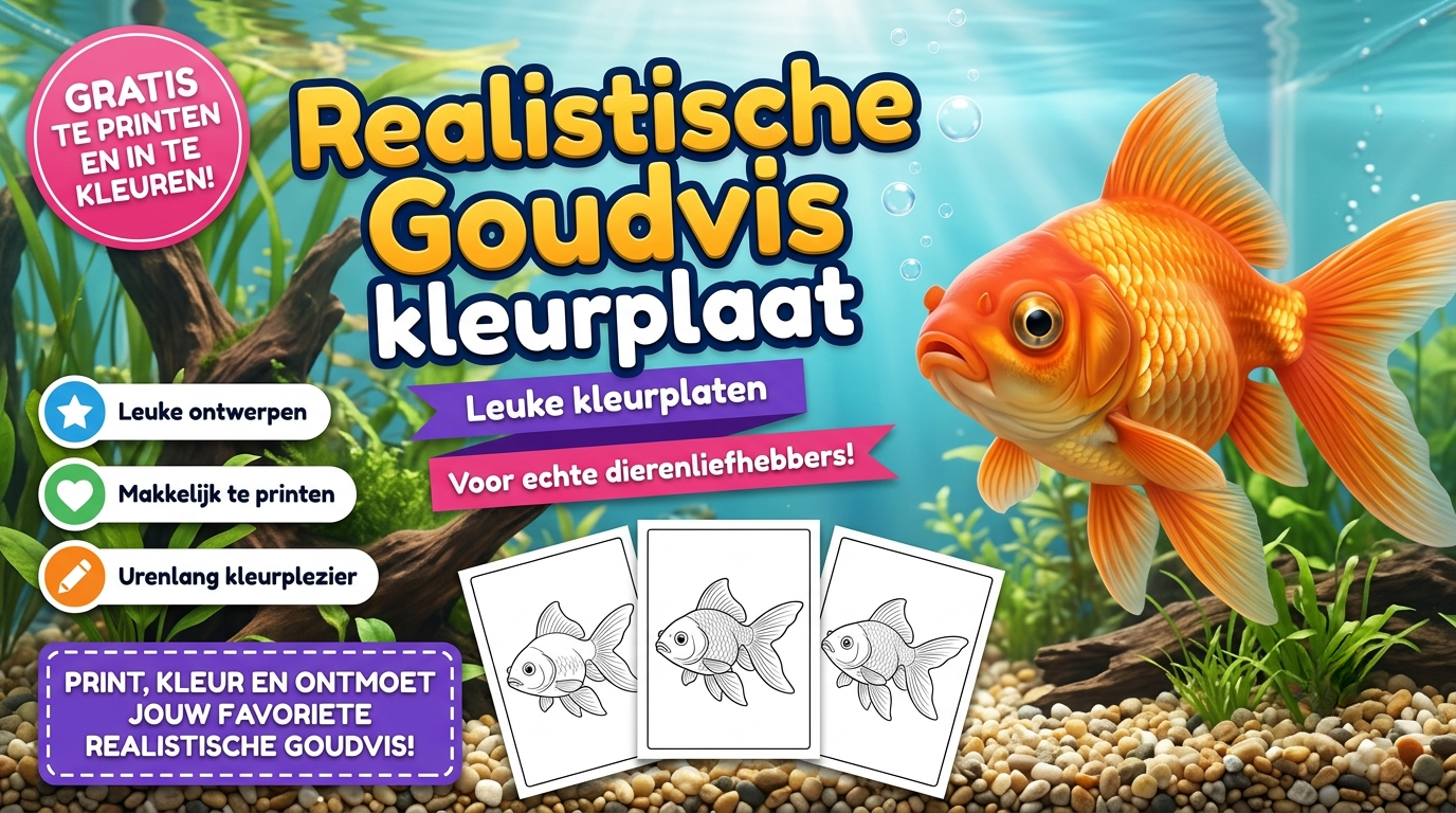 Realistische Goudvis kleurplaat