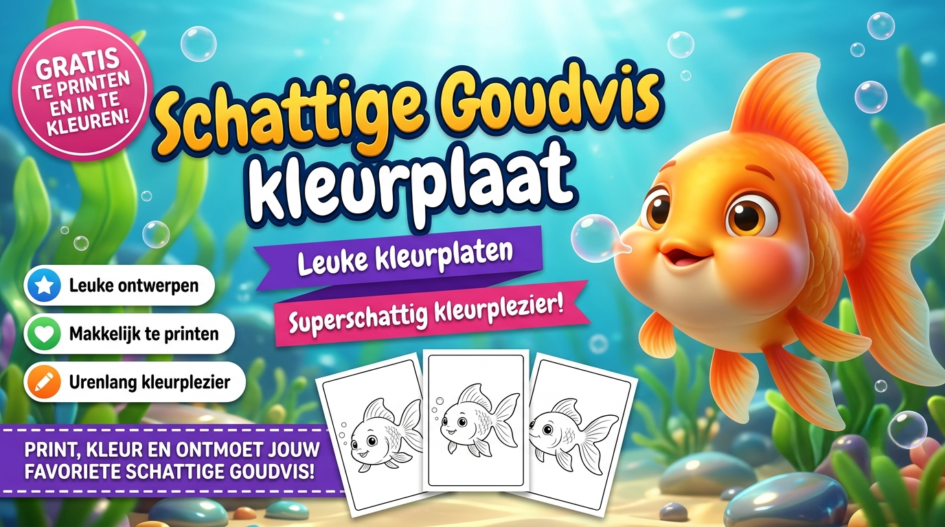 Schattige Goudvis kleurplaat
