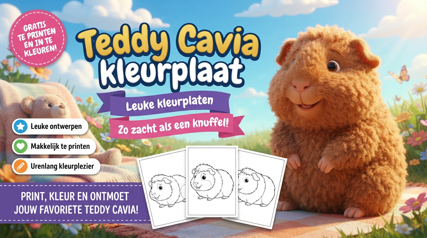 Teddy Cavia kleurplaat